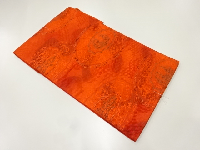 JAPANESE NAGOYA OBI / UNUSED / WOVEN FLOWER CREST